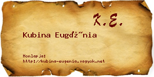 Kubina Eugénia névjegykártya